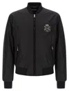 Dolce & Gabbana Dg Logo Patch Bomber Style Jacket In Black
