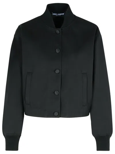 DOLCE & GABBANA DOLCE & GABBANA BLACK POLYESTER BLEND BOMBER JACKET