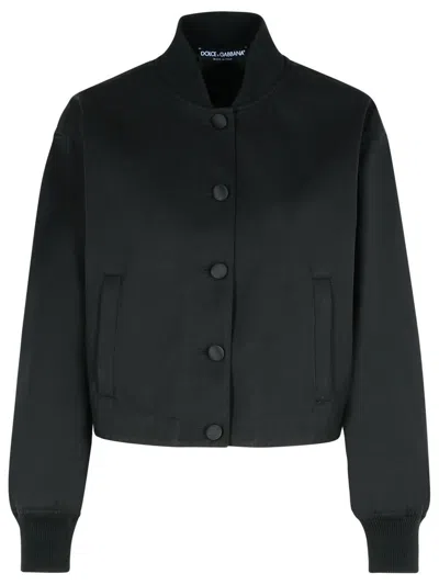 Dolce & Gabbana High Neck Bomber Jacket In Black