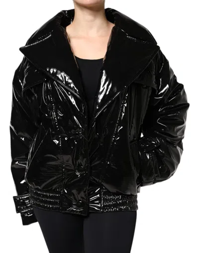 Dolce & Gabbana Black Polyester Button Down Blouson Women's Jacket