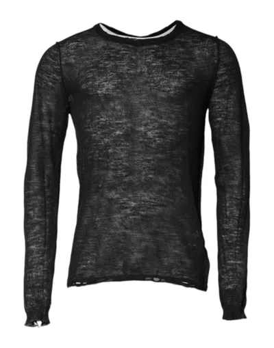 Pre-owned Dolce & Gabbana Black Polyester Crew Neck Pullover Men's Sweater ()