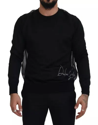 Pre-owned Dolce & Gabbana Black Polyester Crewneck Men Pullover Men's Sweater ()