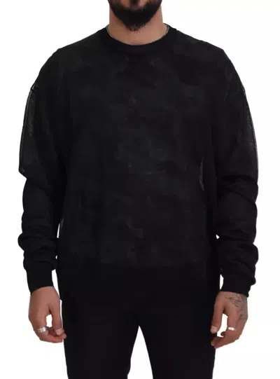 Pre-owned Dolce & Gabbana Black Polyester Crewneck Pullover Men's Sweater ()