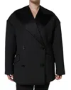 Dolce & Gabbana Black Polyester Double Breasted Coat Women's Jacket In Black