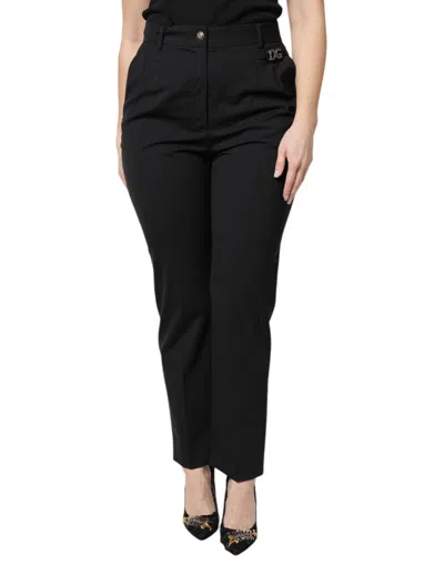 Dolce & Gabbana Black Polyester High Waist Dress Women's Pants