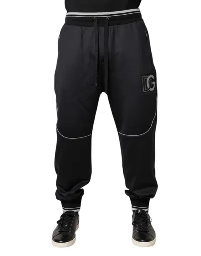 Dolce & Gabbana Black Polyester Logo Jogger Men's Pants