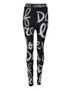 Dolce & Gabbana Black Polyester Logo Print Mid Waisted Pants In Blue