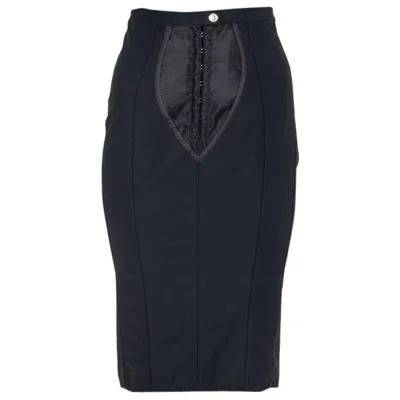 Pre-owned Dolce & Gabbana Black Polyester Paneled Pencil Skirt 40 S