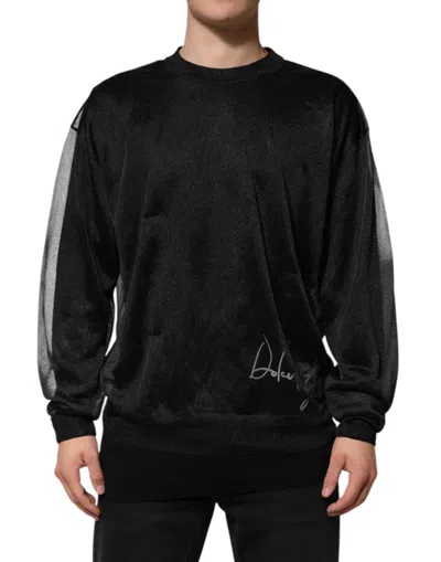 Pre-owned Dolce & Gabbana Black Polyester Pullover Sweatshirt Men's Sweater ()