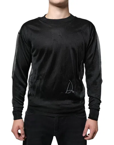 Pre-owned Dolce & Gabbana Black Polyester Pullover Sweatshirt Men's Sweater ()