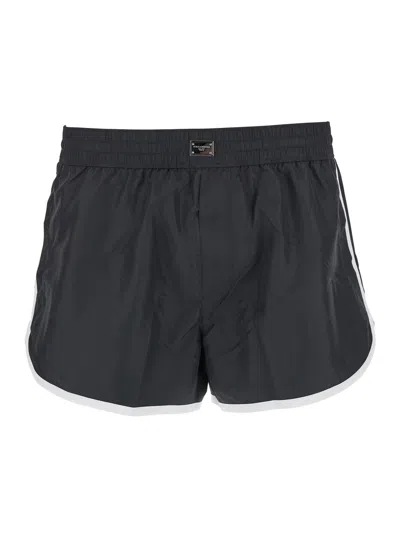 DOLCE & GABBANA BLACK POLYESTER SWIMMING SHORTS