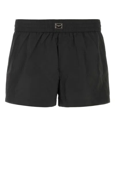 Dolce & Gabbana Black Polyester Swimming Shorts In Nero