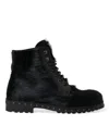 DOLCE & GABBANA BLACK PONY STYLE LEATHER MID CALF BOOTS SHOES