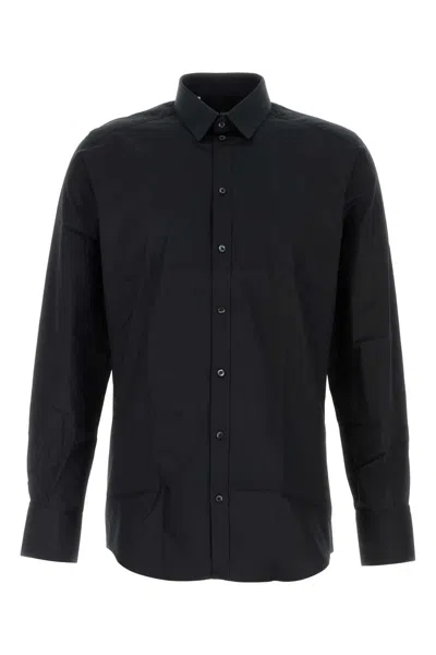 Dolce & Gabbana Black Poplin Shirt In Nero
