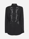 Dolce & Gabbana Black Poplin Shirt With Lace Intarsia