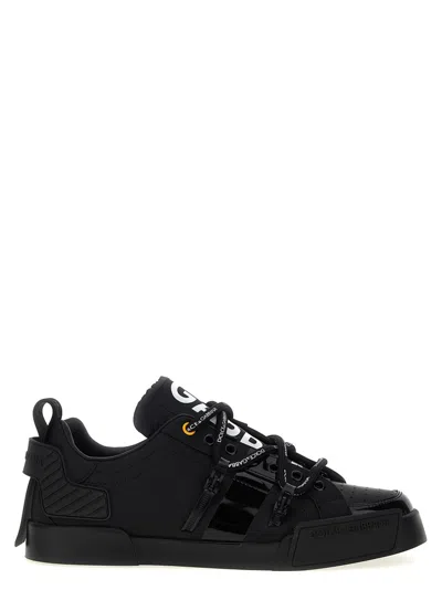 Dolce & Gabbana Black Portofino Sneakers In Multicolor