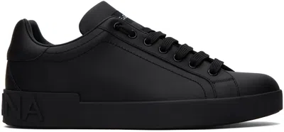 Dolce & Gabbana Black Portofino Sneakers In 80999 Nero