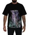 Dolce & Gabbana Black Printed Crewneck Tee Cotton T-shirt In Black