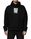 Dolce & Gabbana Black Printed Hoodie Crystal Embellished Jacket In Black