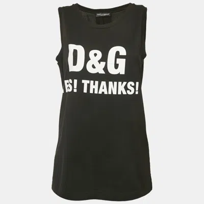 Pre-owned Dolce & Gabbana Black Printed Jersey Millennials Sleeveless T-shirt S