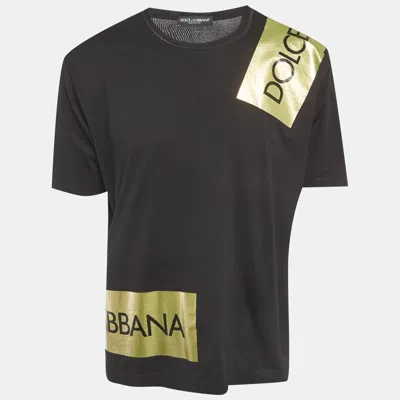 Pre-owned Dolce & Gabbana Black Printed Jersey T-shirt L