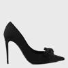Dolce & Gabbana Satin Pumps With Metal Detail And Bow In Black