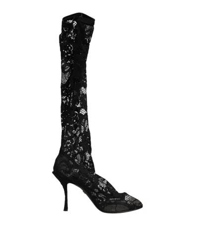 Dolce & Gabbana Black Pumps Taormina Lace Socks Boots Shoes