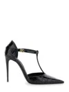 Dolce & Gabbana Black Pumps With Stiletto Heel And Croco Print In Leather Woman In Multicolor