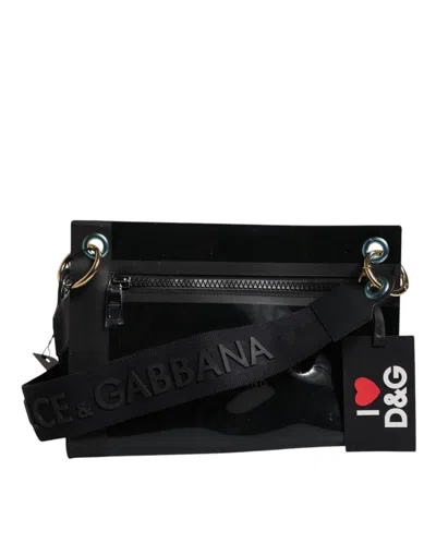 Dolce & Gabbana Black Pvc Leather Pouch Shoulder Strap Bag