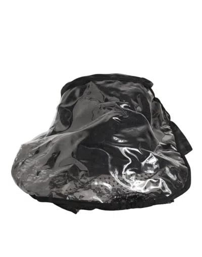Dolce & Gabbana Black Pvc Wide Brim Men Bucket Capello Hat