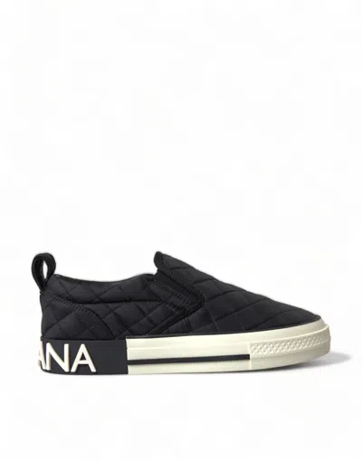 Dolce & Gabbana Black Quilted Slip On Low Top Sneakers Women's Shoes In Multi