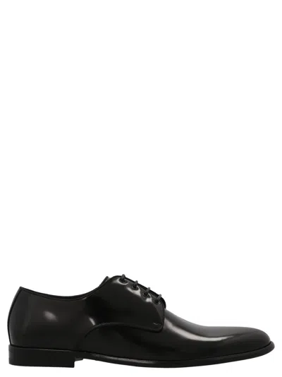 DOLCE & GABBANA BLACK RAFFAELLO LACE-UP SHOE