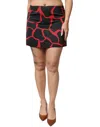Dolce & Gabbana Black Red Abstract Mid Waist A-line Mini Skirt In Multi
