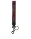 Dolce & Gabbana Black Red Dg Logo Polyester Silver Men Keychain Keyring In Black