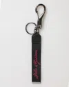 Dolce & Gabbana Black Red Polyester Dg Logo Silver Men Keychain Keyring In Black