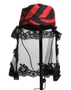Dolce & Gabbana Black Red Stripes Lace Tulle Bucket Hat In Black