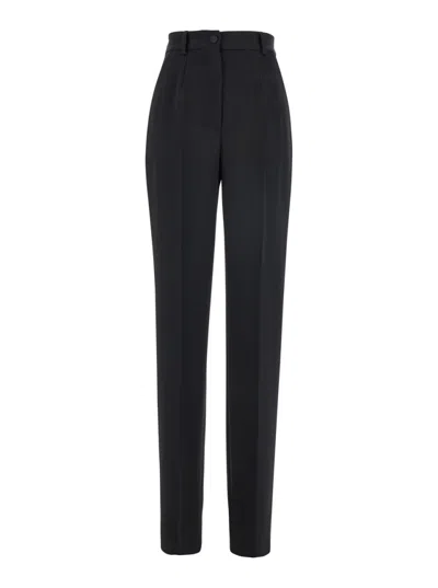 DOLCE & GABBANA BLACK REGULAR FLAT FRONT PANTS