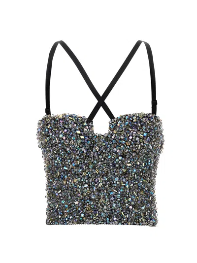 Dolce & Gabbana Black Rhinestone Corset Top