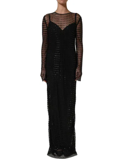 Dolce & Gabbana Black Rhinestones Embellished Gown Women's Dress