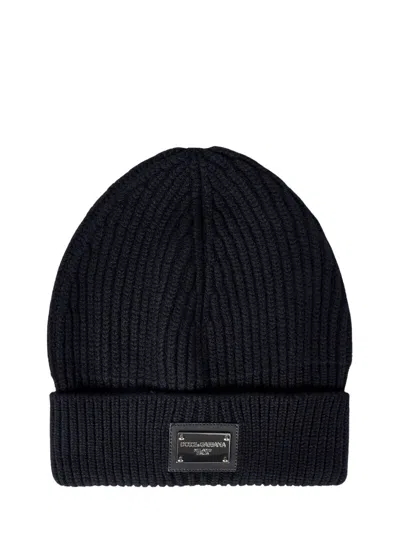 Dolce & Gabbana Black Ribbed Beanie