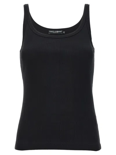 DOLCE & GABBANA BLACK RIBBED TANK TOP