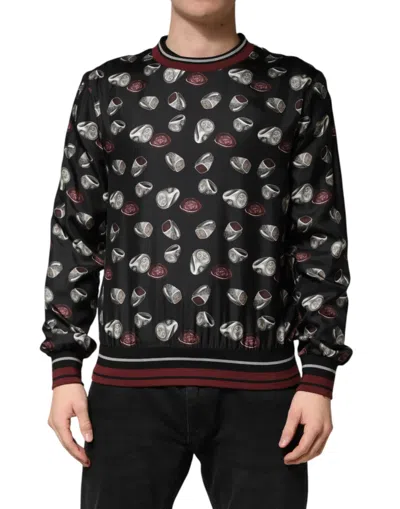 Pre-owned Dolce & Gabbana Black Ring Print Crewneck Sweatshirt  Men's Sweater ()