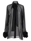 Dolce & Gabbana Rose Chiffon Shirt Shirt And Blouse Black In Black