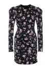 Dolce & Gabbana Black Dress With Floral Print And Side Draping In Silk Woman In Black