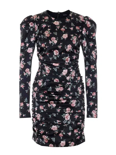 Dolce & Gabbana Floral-print Ruched Stretch-silk Mini Dress In Multi