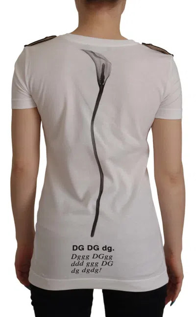 Dolce & Gabbana Black Roses Print Cotton T-shirt In White