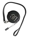 Dolce & Gabbana Black Round Leather Dg Logo Coin Purse Lanyard Wallet In Black