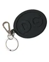 DOLCE & GABBANA BLACK RUBBER DG LOGO SILVER BRASS METAL KEYRING KEYCHAIN