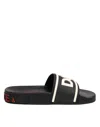 Dolce & Gabbana Black Rubber Slides Sandals Beachwear Shoes In Black