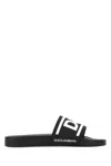 Dolce & Gabbana Rubber Beachwear Sliders With Dg Logo In 89690